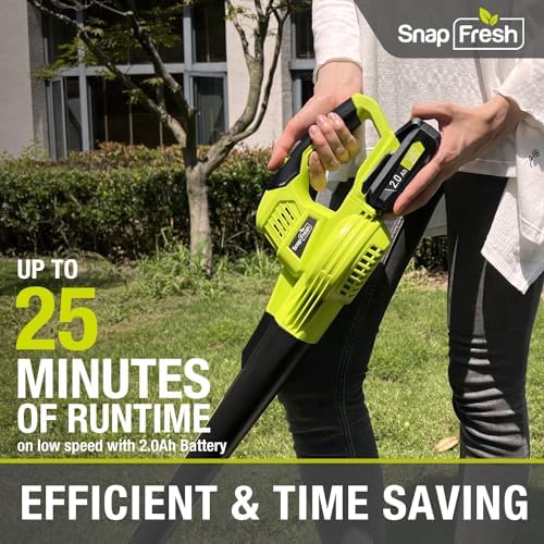 SnapFresh Leaf Blower Cordless, 2.7LBS Electric Leaf Blower 2-Speed Control