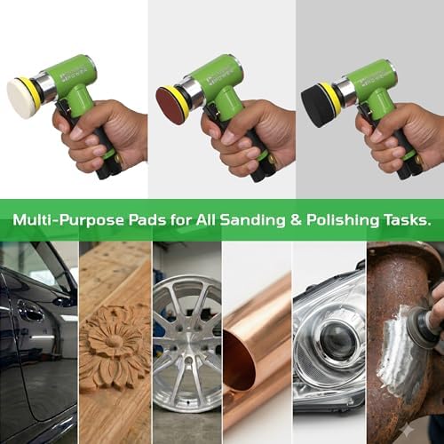 Mini Air Sander Kit, 1" 2" 3" Dual Action Pneumatic Orbital Sander Polisher with 15000 RPM High Speed, Buffing Polishing Pads & Sanding Papers Set for Auto Car Body Work, Detail Sanding