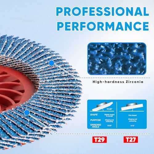 Flap Discs 120 Grit, 4 1/2 x 5/8-11 Inches, Grinding Disc Type 29, 10 Pack