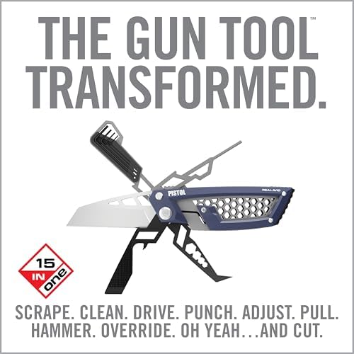 Real Avid Gun Tool Edge Pistol – Compact EDC Multitool with 2.6 Inch Knife Blade, Hex Keys, 3/32" Pin Punch, Nut Wrenches, Tap Hammer and Pick - Everyday Carry Tool for Sight Adjustments & Disassembly