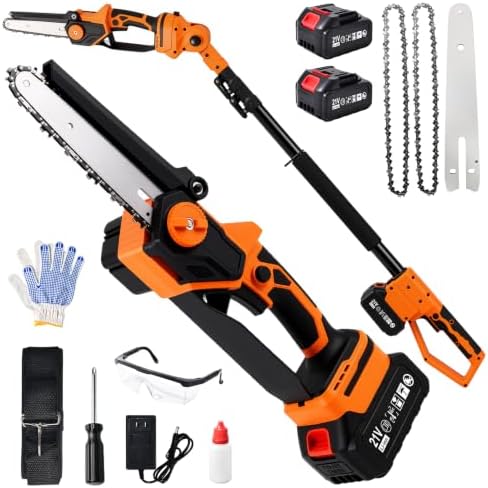 Electric Pole Saw for Tree Trimming, 6 Inch Cordless 2-in-1 Mini Chainsaw