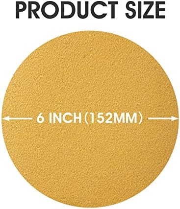200 PCS 6 Inch Gold PSA Sanding Discs 80 Grit Self Adhesive Sticky-Back Sandpaper for DA Sander Automotive Car Paint Woodworking Wood Metal Finishing