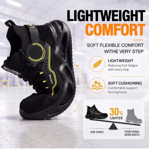 LAoutun Steel Toe Shoes for Men Work Shoes Safety Sneakers Lightweight