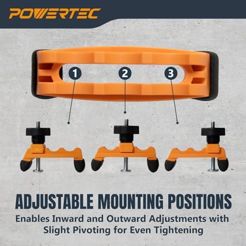 POWERTEC 2PK Adjustable Mini Hold Down Clamps, Multi-Positionable T Track Clamp, Reinforced Plastic Clamps with 1/4”- 20 Steel T Track Bolts for Drill Press, Router Table, CNC Machine & More (71786)