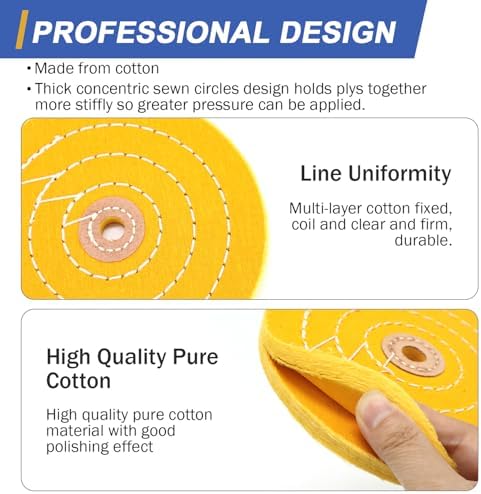 SCOTTCHEN 6inch Buffing Polishing Wheels 1/2" Arbor Hole,2 Pcs Medium (30Ply) for Bench Grinder,with Buffing Polishing Cutting Compound 4 Oz.Kit