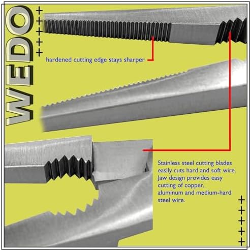 WEDO 5" Wire Cutter and Long Nose Pliers Length 165mm(6.5") Set,Stainless Steel Needle Nose Pliers, Diagonal Wire Cutting Pliers(Cr-V Steel),Corrosion Resistant,Comfort Grip Handle