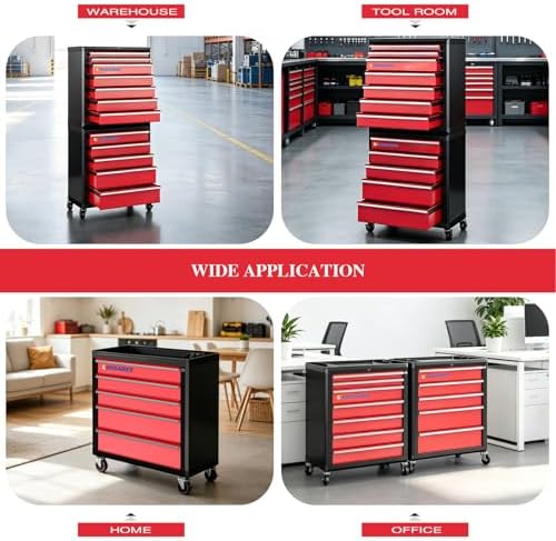LARBANKE 12-Drawer Rolling Tool Chest with Wheels,Lockable Tool Cabinet