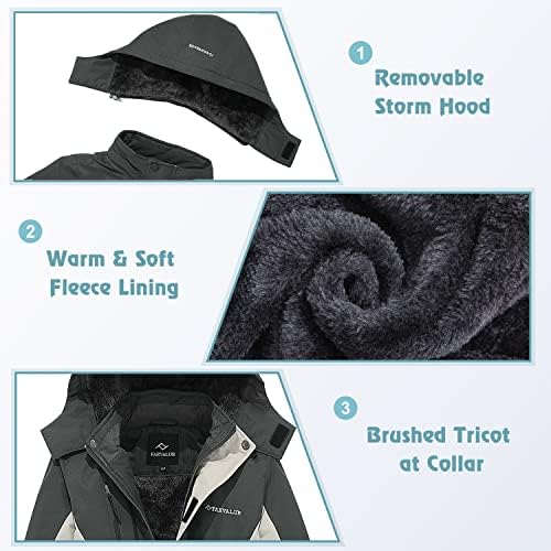 FARVALUE Boys Waterproof Ski Jacket Windproof Winter Coat Warm Snow Coat Outdoor Raincoats with Removable Hood
