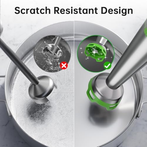 Turelar Immersion Blender Handheld Corded Hand Blenders Set 1100W, Trigger Variable Speed 5 in 1 Stick Emulsifier with Chopper, Whisk and Frother for Soup, Baby Food and Smoothies, Apple Green