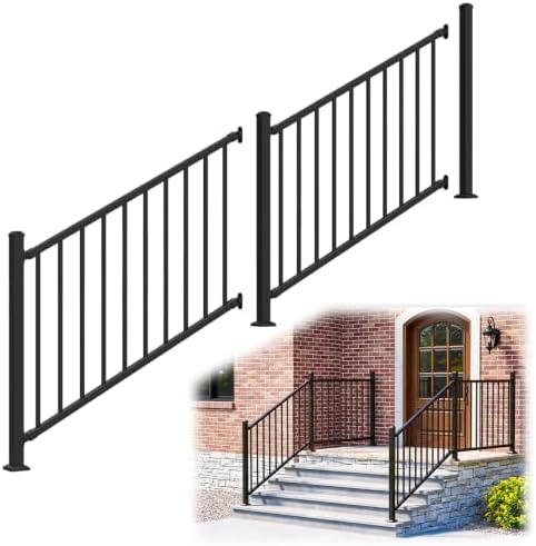 36in H x 4ft W Modular Aluminum Porch and Deck Stair Railing Kit, 2-Pack