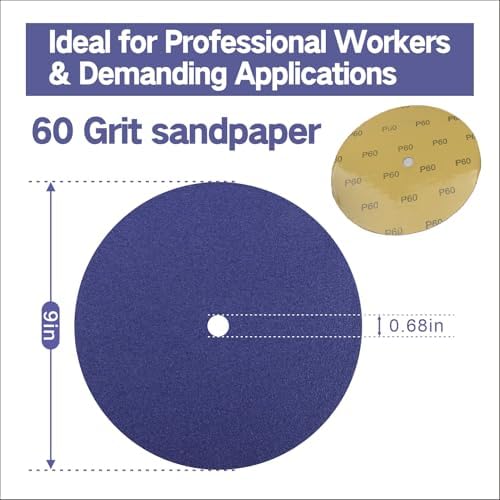 JLD 9" Sanding Disc, 60 Grit Blue Zirconia Sticky, for JLD10-9 Lawn Mower Blade Sharpener and Grinder-25 Pack
