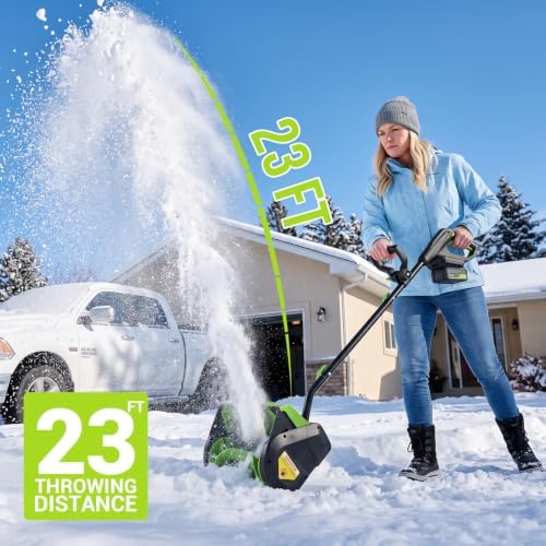 20V Cordless Electric Snow Shovel, 13-Inch, 2×4.0Ah Batteries & Charger