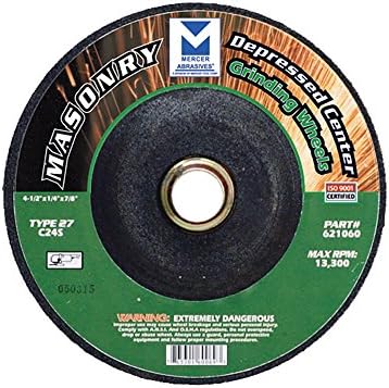 Mercer Industries 621060 - 4-1/2" x 1/4" x 7/8" Type 27 Grinding Wheels for Masonry (25 pack)