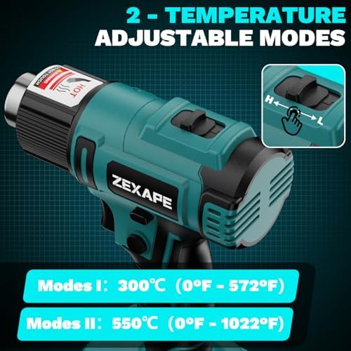 Cordless Heat Gun Compatible with Makita 18V Battery, 350W Fast Heating Soldering Gun with LED Light, 122℉-1022℉ Variable Temperature with 5 Nozzles for DIY Craft, Shrink Tubing (Tool Only)