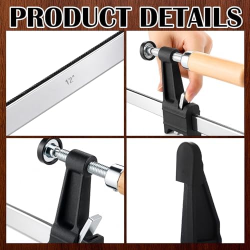 5 Pack Woodworking Clamps Sets 12", 18", 24", 30", 36" Bar Clamps Throat Depth 2.5 Inch Adjustable Heavy Duty F-clamp with Handle