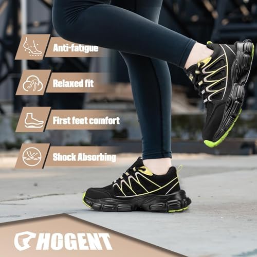 Hogent Steel Toe Shoes for Men Women - Non Slip & Lightweight Work Shoes