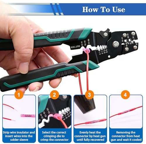 smseace 1500PCS Heat Shrink Butt Connectors Kit 22-16/16-14/12-10AWG Waterproof Electrical Butt Wire Crimp Connectors for Automotive Boat Stereo Industrial Equipment