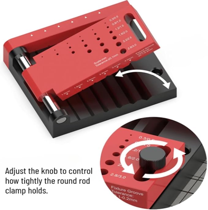 T0012 Round Stick Punching Positioner | Precision Drill Guide Jig for Model Building, Woodworking & DIY |Adjustable Locator with Scales (T0012 + T0012-A)