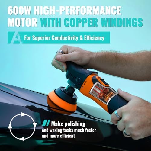 AUTIWOZ Mini Buffer Polisher, Rotary Car Buffer and Polisher Kit 6 Speeds, 1" /2" /3" Base Pads M14 Thread Extension Shaft for Car Boat Sanding Polishing and Waxing, W03