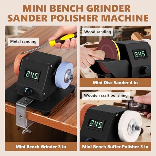 3" Mini Bench Grinder Polisher Machine, 350W Mini Disc Sander