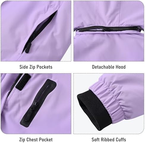 MoFiz Girl's Ski Jacket Fleece Snow Winter Coat Kids Warm Snowboard Jacket
