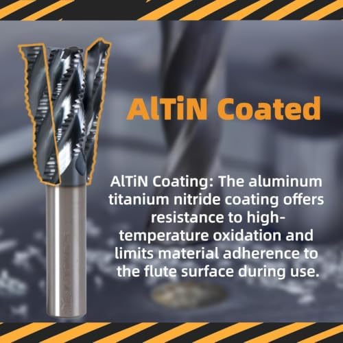 3/8" 4 Flute Roughing End Mill AlTiN Coated Carbide, 1Pcs