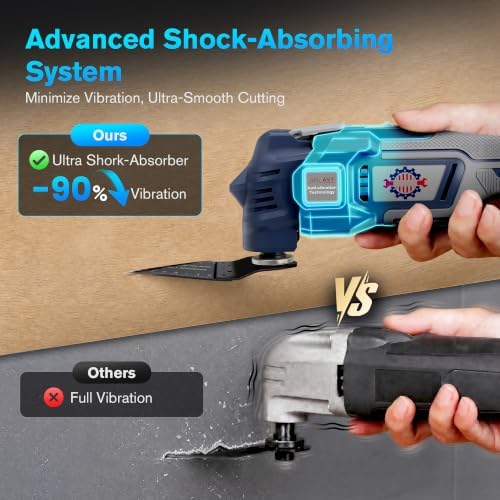 20V Cordless Oscillating Tool with Brake, Low Vibration Design, Brushless