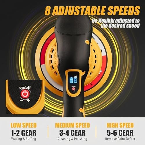 Cordless Car Polisher for Car Detailing Compatible, Yellow