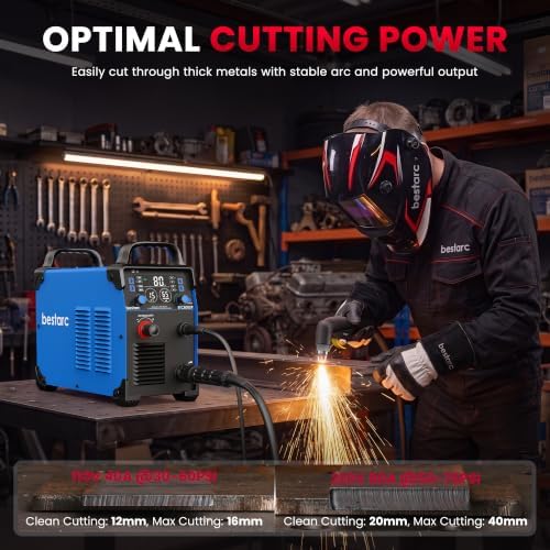 Bestarc Plasma Cutter, [Blow Back Pilot Arc][Large LED][Air Sensor] 80Amp