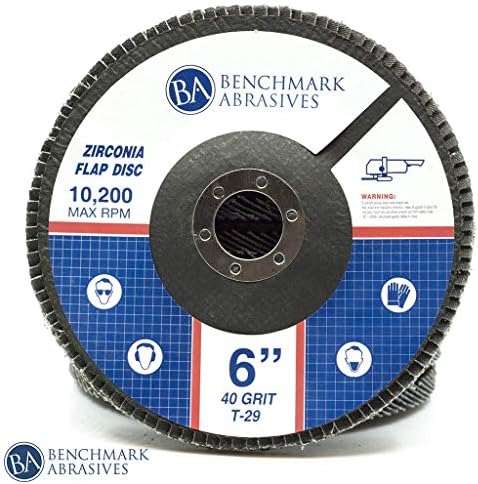 Benchmark Abrasives 6" x 7/8" Zirconia Type 29 Flap Discs, 40 Grit