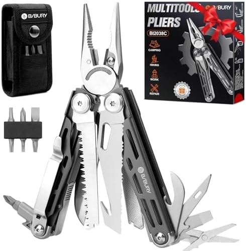 BIBURY 22-in-1 Titanium Plated Multitool Pliers with Scissors,Self-locking