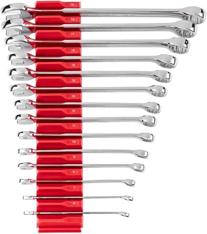 TEKTON Combination Wrench Set, 14-Piece | WCB95201 | (6 - 19 mm), Modular Organizers, Chrome Finish