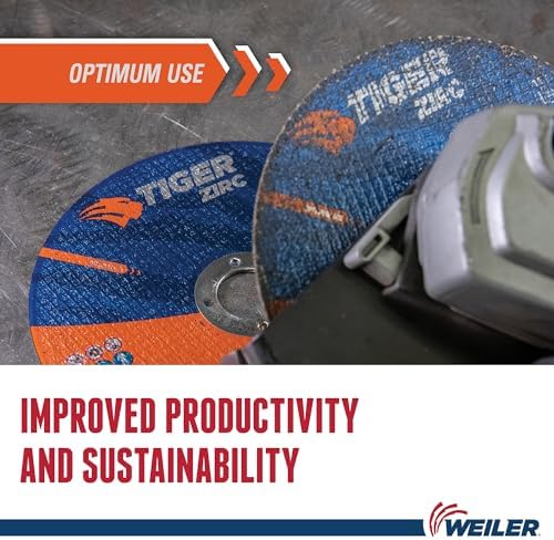 Weiler 58022 6 Inch Cutting Wheel, Tiger Zirc Steel/Metal Fast Cut & Long Life High Performance Cutting, .045" Z60T Type 27 7/8" Arbor, Pack of 25