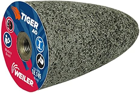 Weiler 68309 Tiger AO Type 16 Round Tip Portable Grinding Cone, A24-R, 2" X 3" X 3/8-24, (Pack of 12)