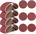 Blulu 66 Pieces 4 x 36 in Sanding Belts and 6 in Self-Adhesive Discs Set