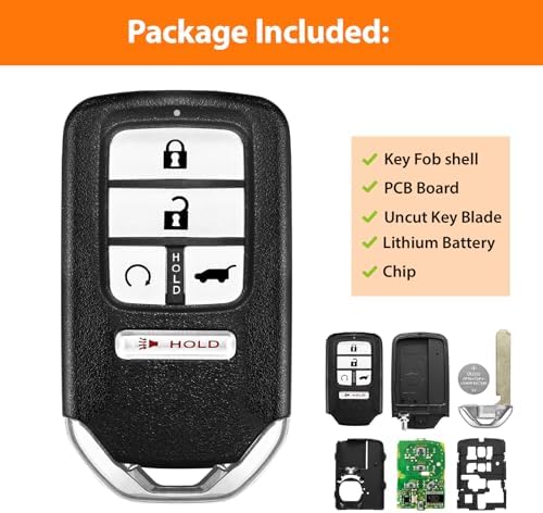 Keyless Key Fob Remote Control Replacement for 2016 - 2020 Honda CR-V EX-L,Pilot EX-L, Elite, Touring Touring KR5V2X V44 433MHz 5 Buttons