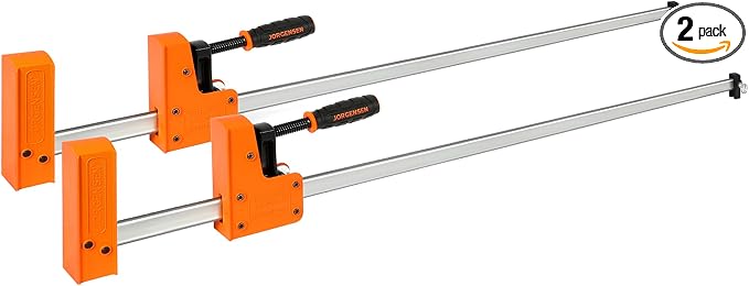 JORGENSEN 48-inch Bar Clamps, 90°Cabinet Master Parallel Jaw Bar Clamp Set, 2-pack