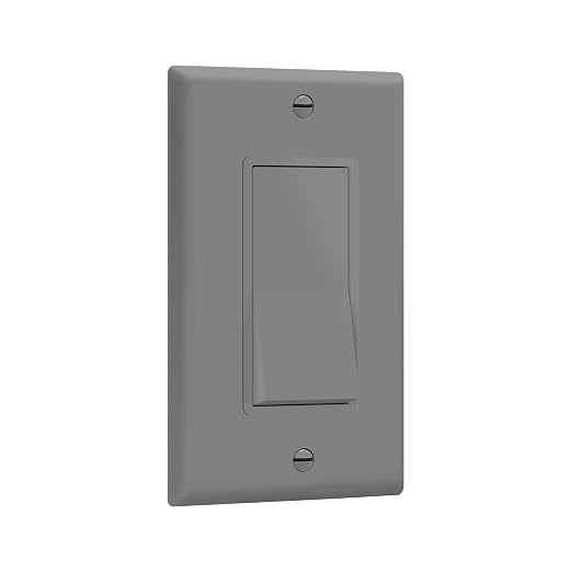 ENERLITES Decorator Switch with Wall Plate, Paddle Light Switch, 3-Way or Single Pole, 3 Wire, Grounding Screw, Residential Grade, 15A 120V, UL listed, 93150-GYWP, Gray with Wall Plate