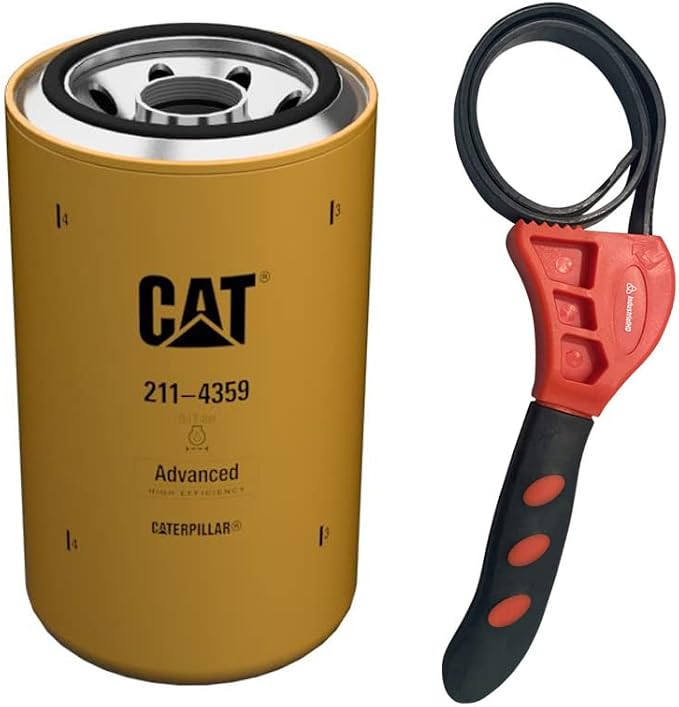 Caterpillar 211-4359 Engine Oil Filter Advanced High Efficiency w/IHD Strap Wrench Bundle (1)