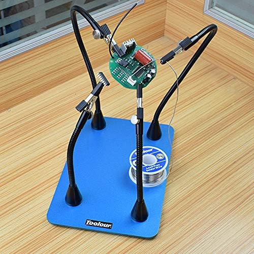Toolour Magnetic Helping Hands Soldering Third Hand,4 Metal Arms with Adjustable Alligator,Flexible Solder Vise Clamps for Electronics Desoldering Repair Assembly Painting DIY Art Crafts Hobby