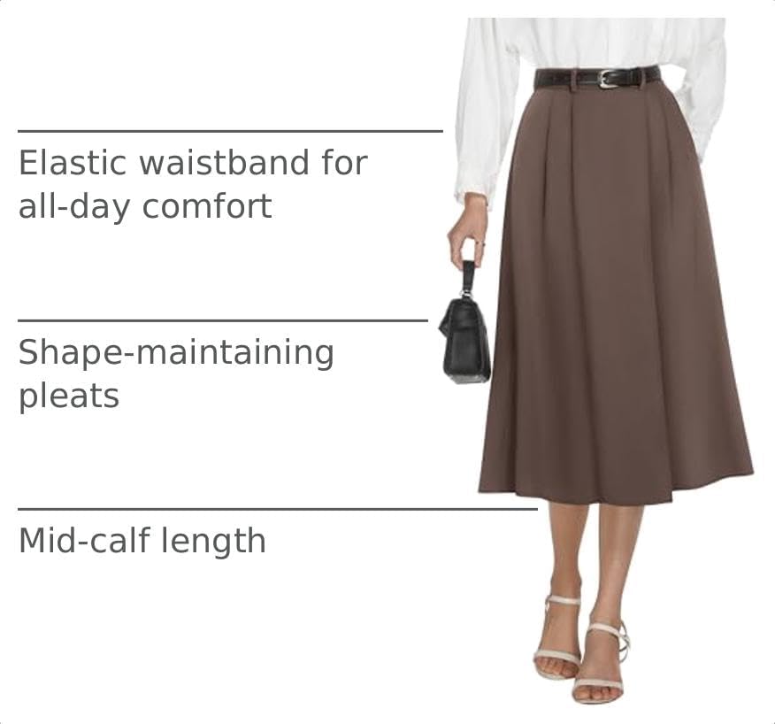 Casly Lamiit A-Line Midi Skirts for Women Business Skirt