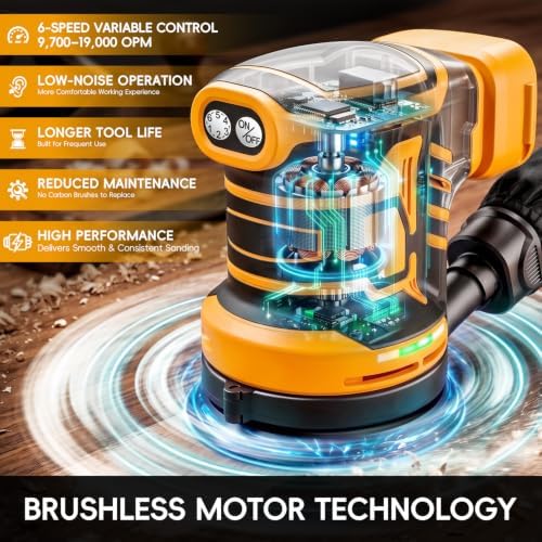 Cordless 5-Inch Random Orbital Sander Compatible with DeWalt 20V Battery