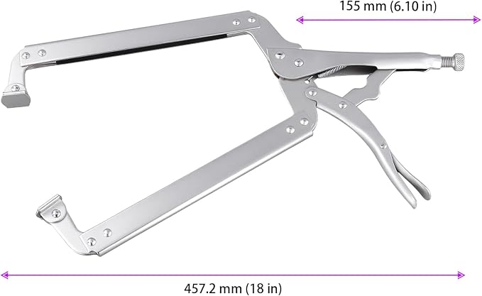 4 PCS C Type Welding Clamps, 18 Inch Silvery Locking Pliers, Hand Clamp for Clamping and Fixing Objects