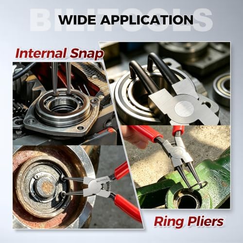 BILITOOLS 4PC Internal Snap Ring Pliers Set, 5" & 7" Circlip Kit