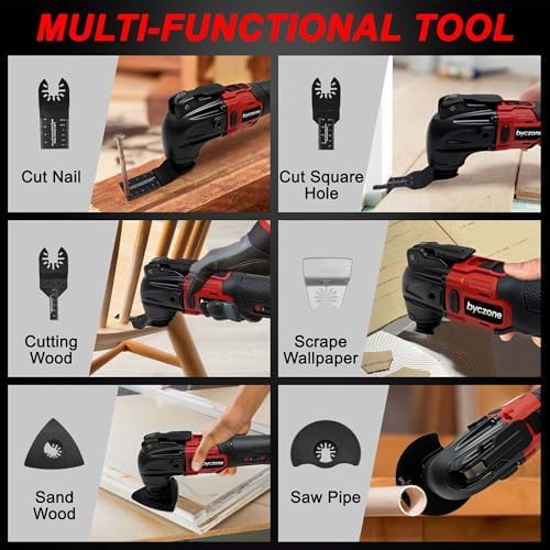 Oscillating Multi Tools for Milwaukee 18V Battery, Cordless Multitool with 6 Variable Speed 8,500-21,000 RPM, 23PCS Sanding and Cutting Oscillating Tool [Tool Only]