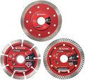EZARC 4-1/2 inch Diamond Saw Blades for Angle Grinder, 3PCS 4.5" Diamond Cutting for Stone, Granite, Concrete, Porcelain, Ceramic, Granite Marble Tile (Mix Pack)