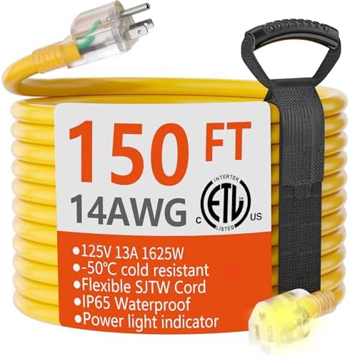 HUANCHAIN 14 Gauge Heavy Duty Outdoor Extension Cord 150 FT Waterproof