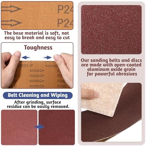 SHENLIU 22 Pieces Sanding Belts and Sanding Discs Set, 4 x 36 Inch Belts