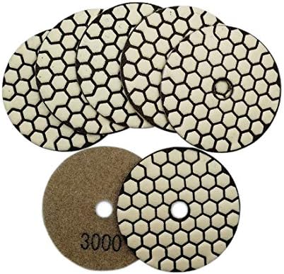 SHDIATOOL 3 Inch Dry Diamond polishing Pads Grit 3000 for Granite Marble Quartz(7-Pack)