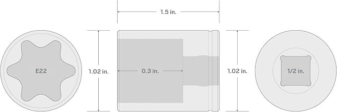 TEKTON 1/2 Inch Drive x E22 External Star Socket | SHD22422 | Shallow